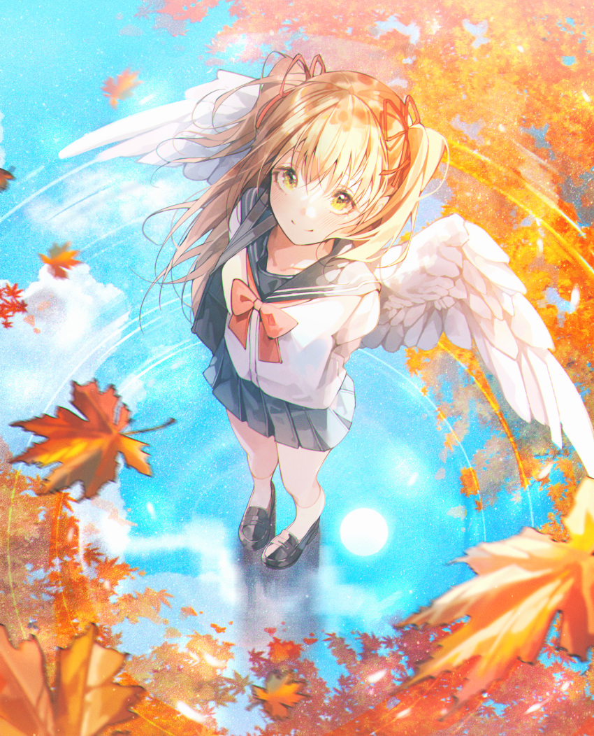 The Big Imageboard Tbib 1girl Absurdres Arms Behind Back Autumn Autumn Leaves Bangs Black 