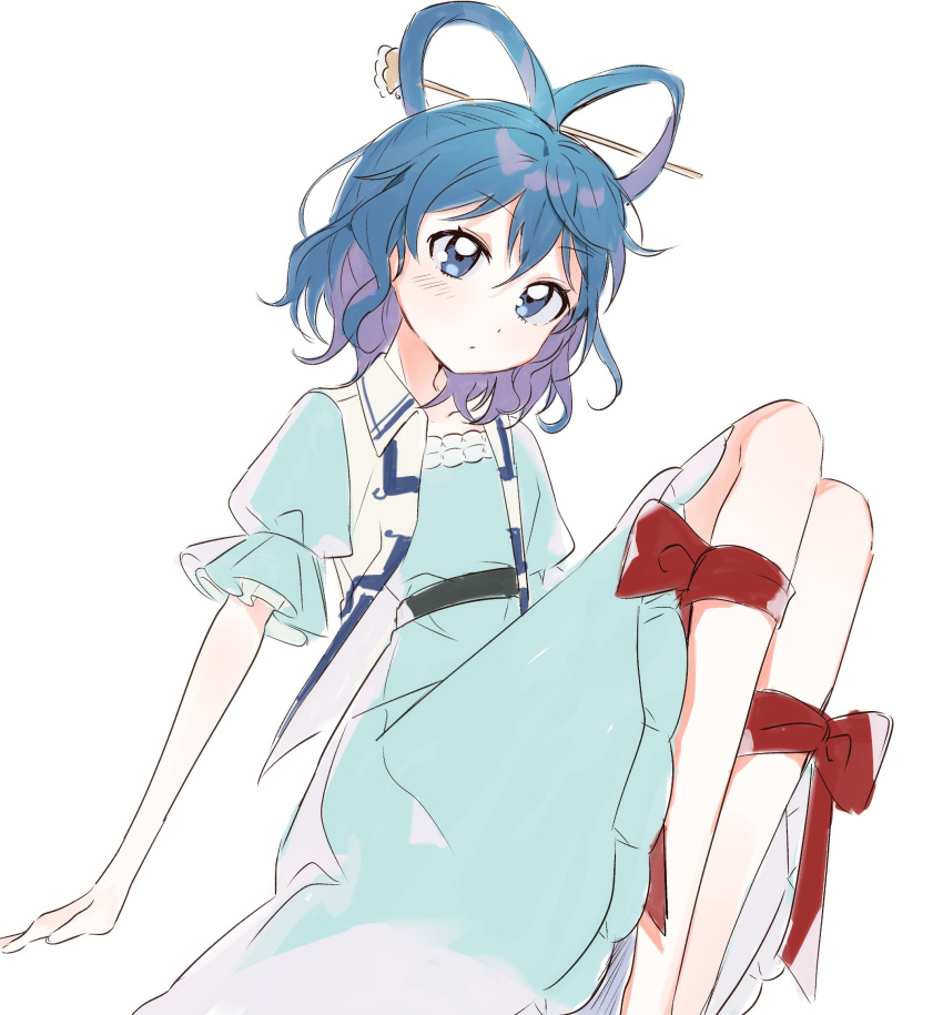 The Big ImageBoard (TBIB) - 1girl arm support blue dress blue eyes blue ...