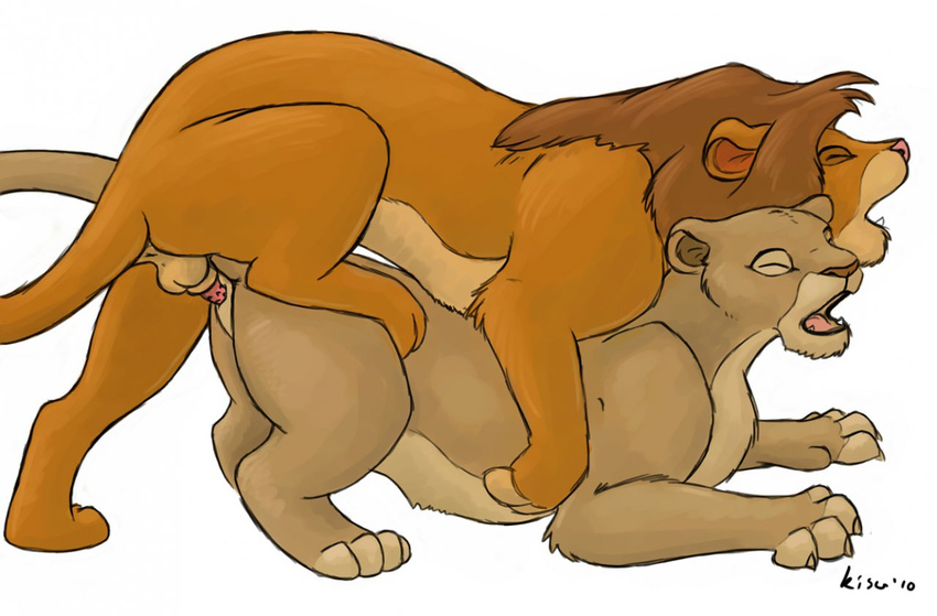 kisu lion male mammal nala open_mouth penetration plain_background sex simb...