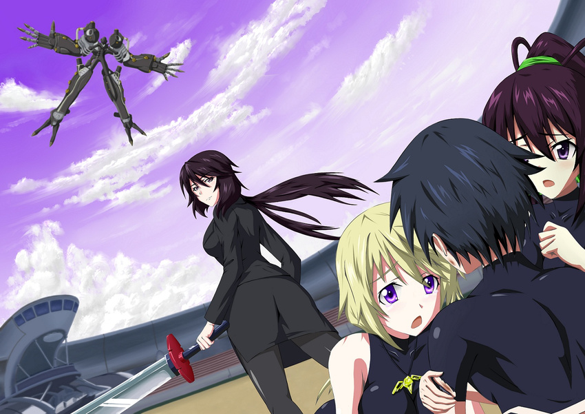 charlotte_dunois cloud clouds infinite_stratos looking_back multiple_girls ...
