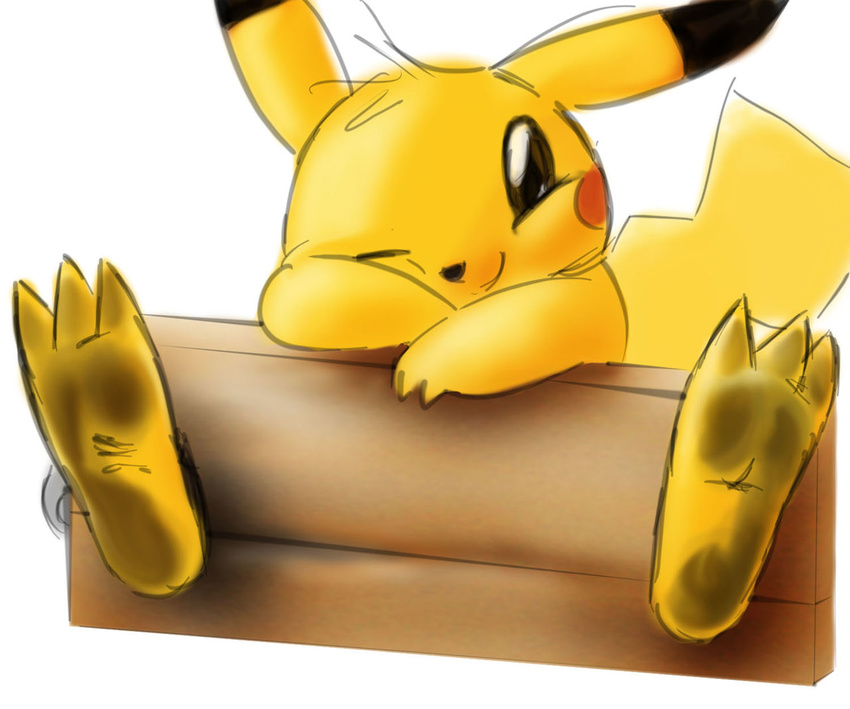 dirt dirty_feet hindpaw looking_at_viewer nintendo one_eye_closed paws pika...