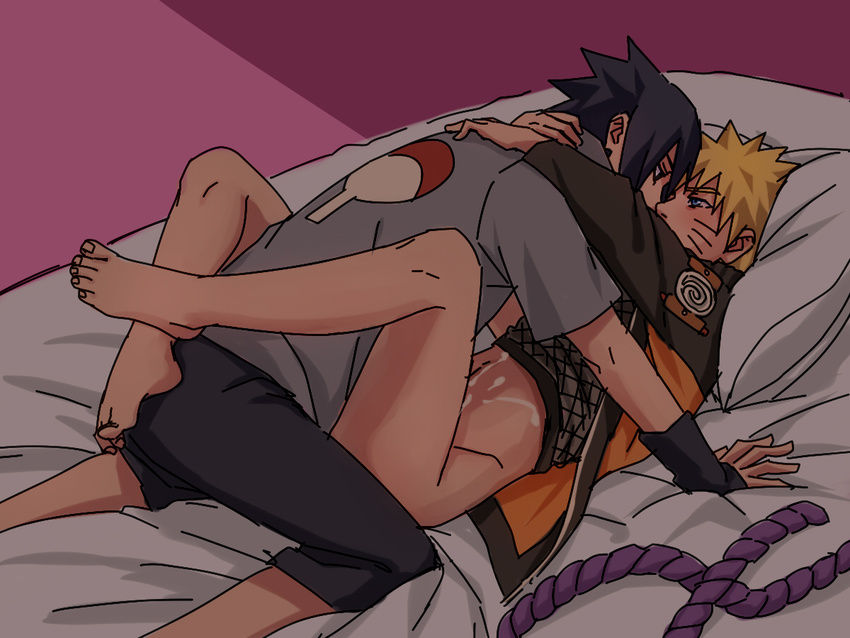 2boys anal barefoot bed bottomless cum male_focus multiple_boys naruto sex ...
