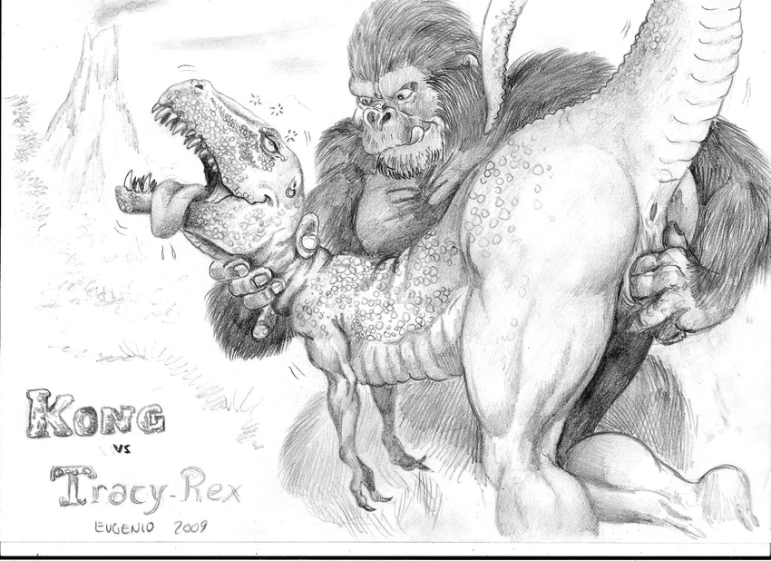 anus ape dinosaur dracowhip female fingering greyscale king_kong male mamma...