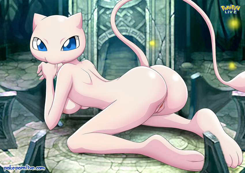 bbmbbf blue_eyes breasts butt female hanging_breasts looking_at_viewer mew ...