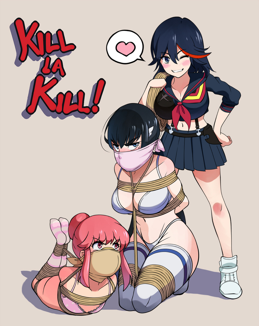 jam-orbital kill_la_kill kiryuuin_satsuki kneeling large_breasts long_hair ...