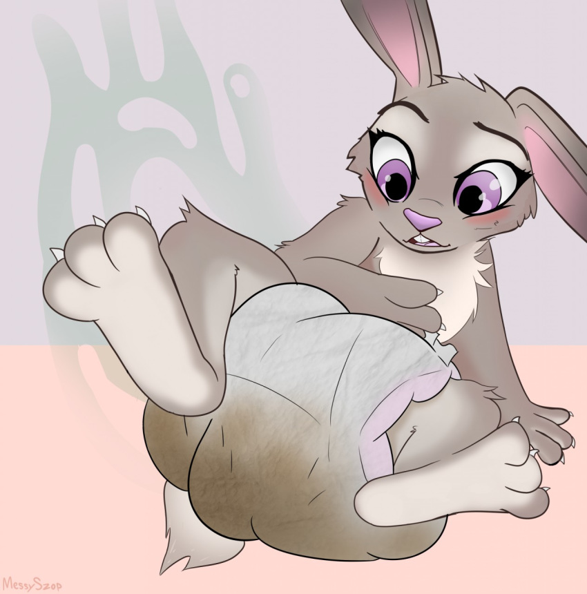 3_toes anthro biped claws diaper disney eyebrows eyelashes feces fur judy_h...