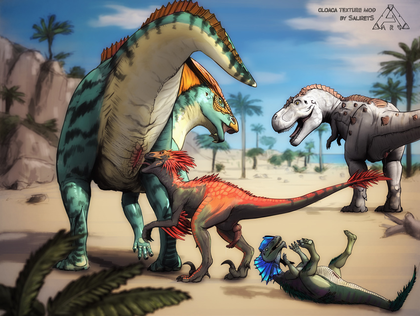 ark_survival_evolved beach being_watched claws cunnilingus dilophosaur dino...