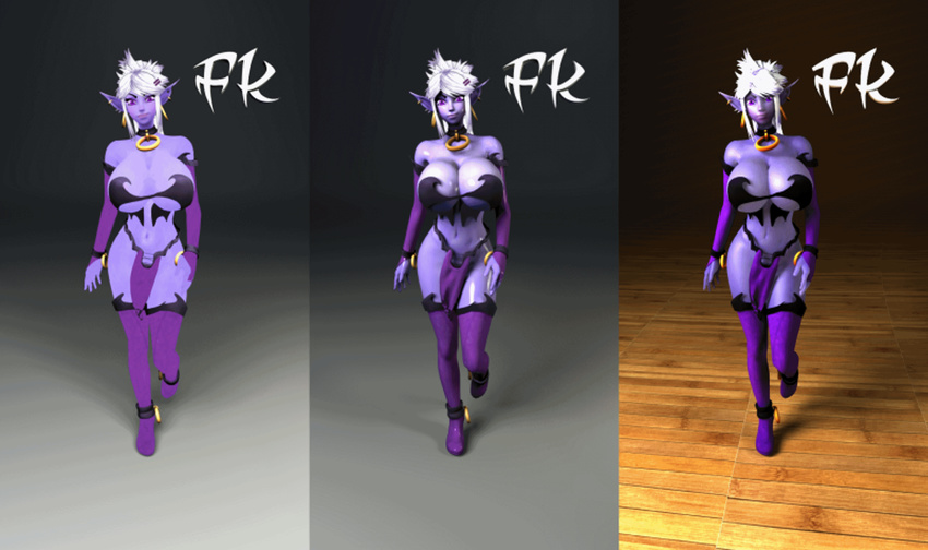 2015 3d animated big_breasts breasts cleavage clothed clothing dark_elf elf...