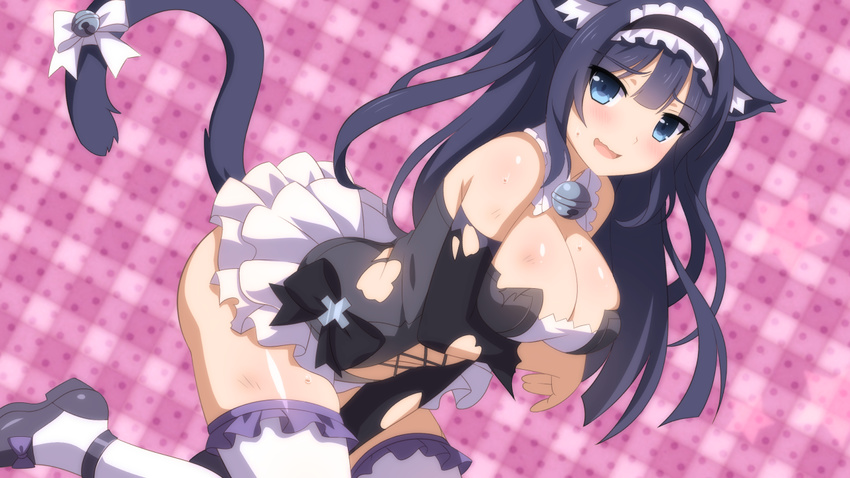 animal_ears bell breasts cat(sakura_dungeon) catgirl cleavage game_cg sakur...
