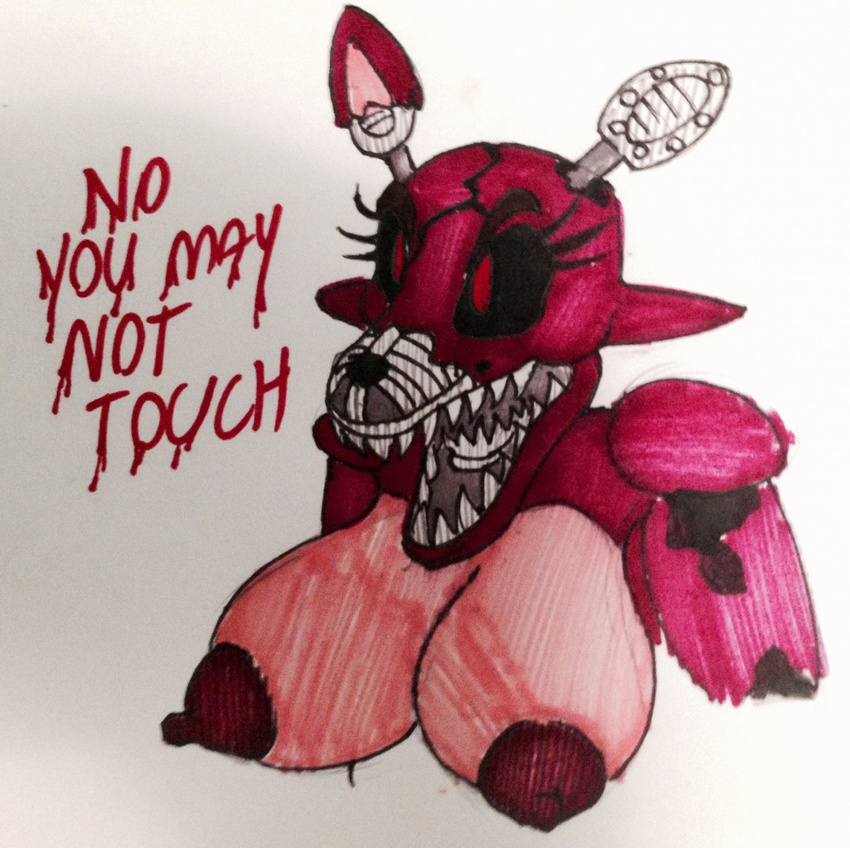 ...(artwork) nightmare_foxy(fnaf) nipples portrait robot solo teeth traditi...