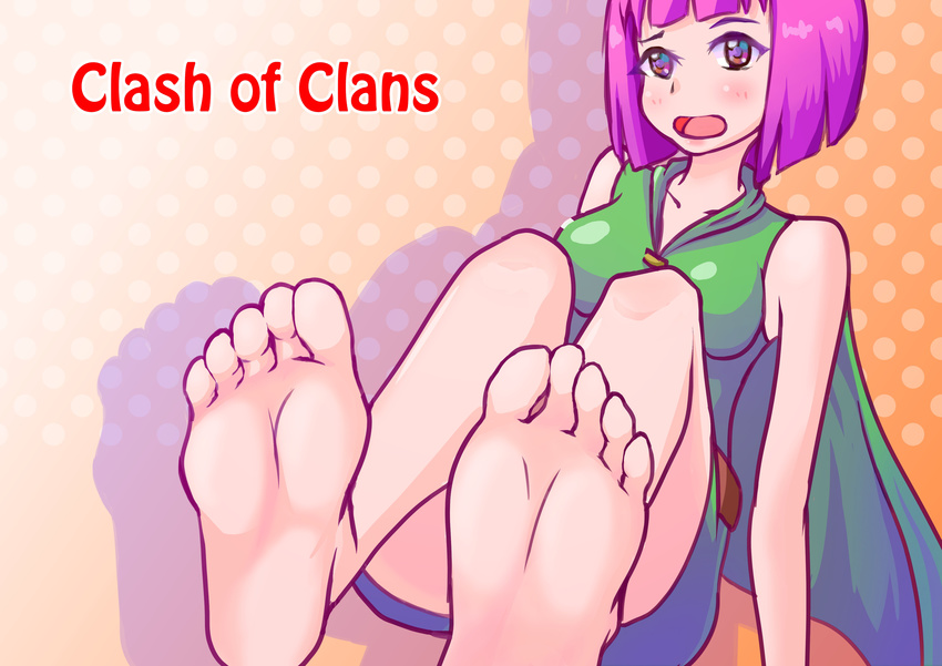 1girl archer(clash_of_clans) barefoot blush clash_of_clans feet highres loo...