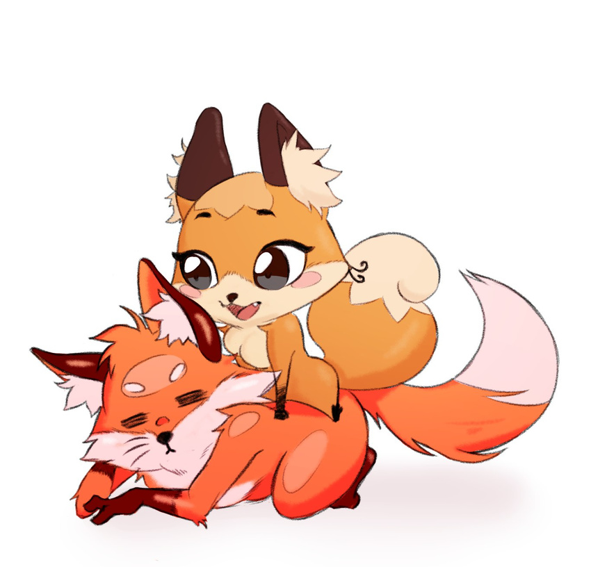 2017 anthro blush canine duo eyes_closed female fox fur grey_eyes luna_the_...