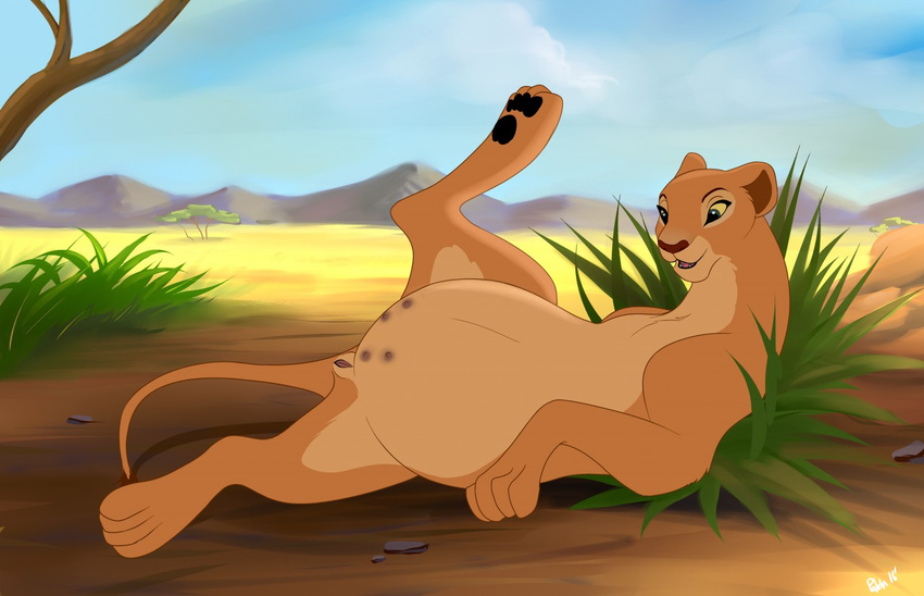 disney feline feral lion lying mammal multi_nipple nala nipples on_back pre...