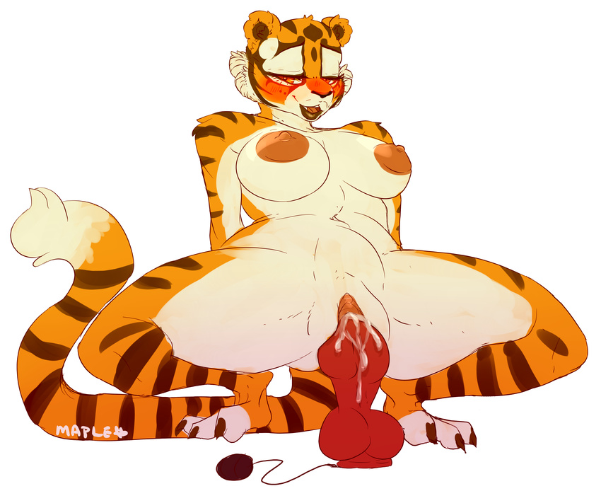...(artist) master_tigress masturbation orange_eyes orange_fur penetration ...