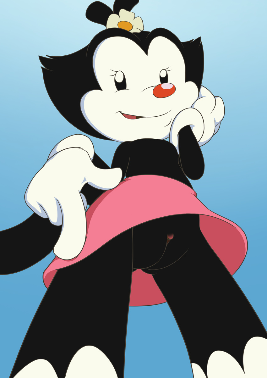 absurd_res ambiguous_species animaniacs black_eyes black_fur breasts clitor...