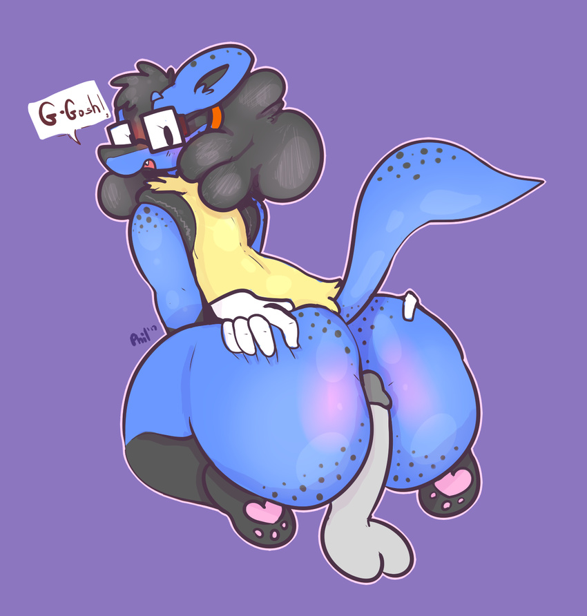 ...glasses hand_on_butt hot_dogging looking_back lucario male male/female n...