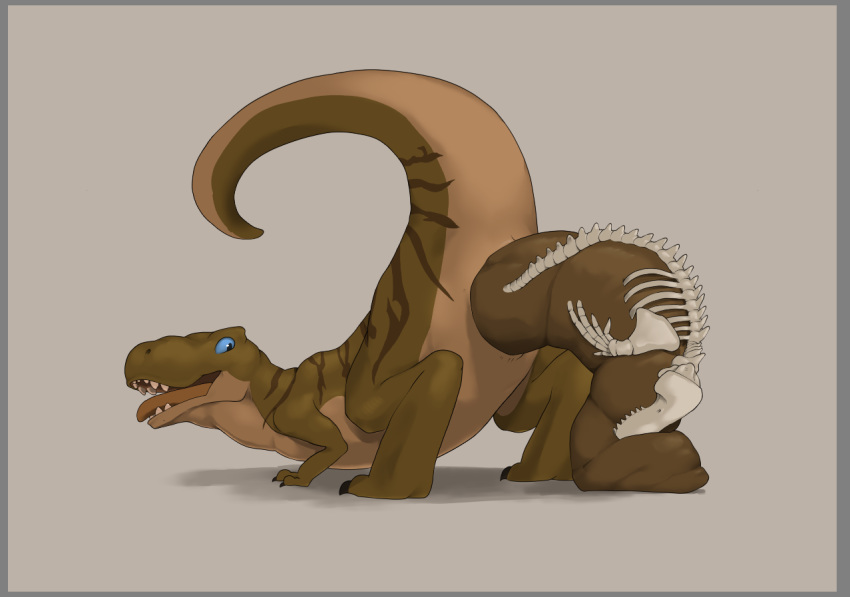 post_vore raised_tail rothar scat simple_background theropod tongue tongue_...