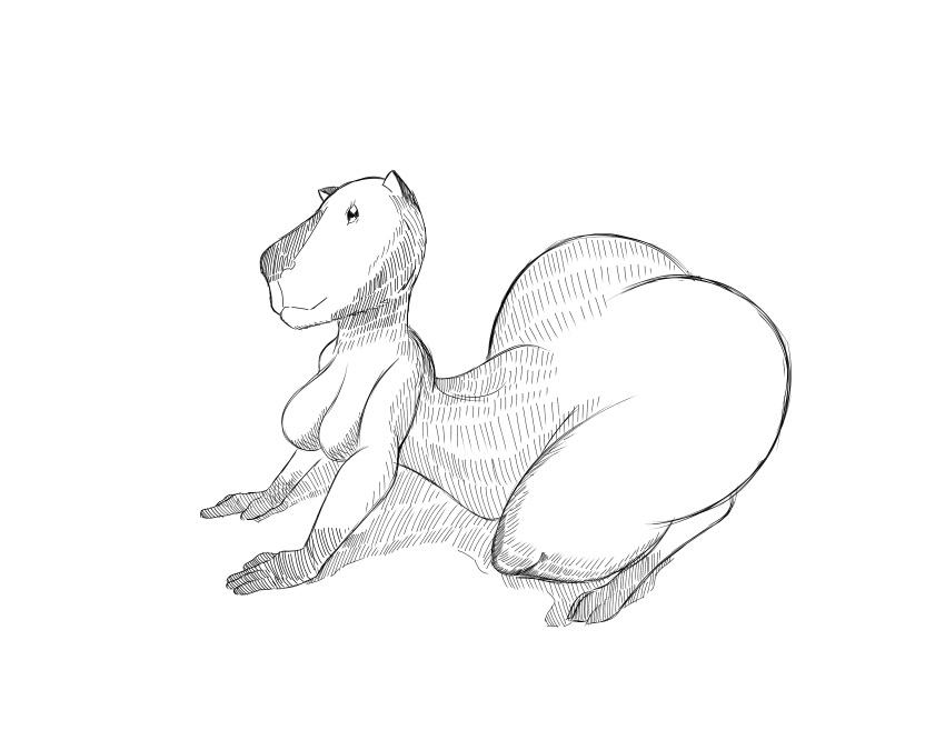 alien anthro big_butt breasts butt butt_focus capybara capybarian collar fe...