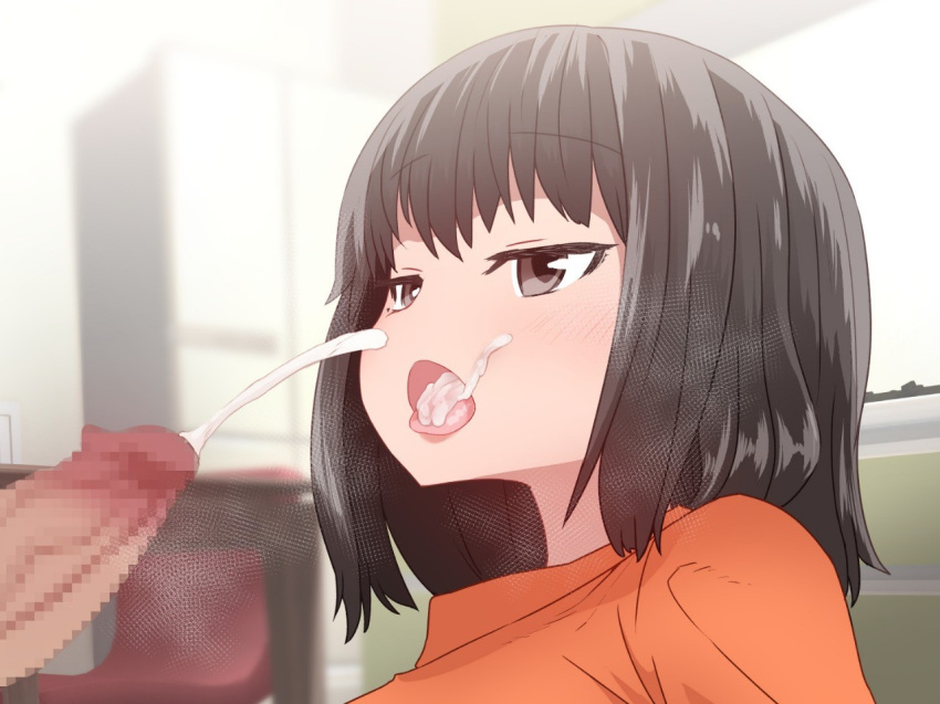 Outdoor anime woman cum