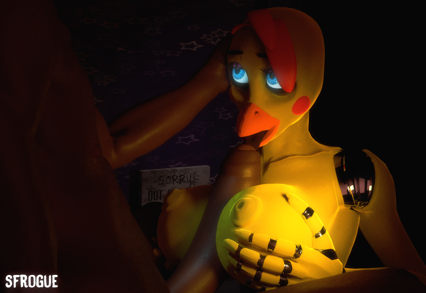 3d(artwork) animatronic anthro avian big_breasts bird breasts canine chica(fnaf...