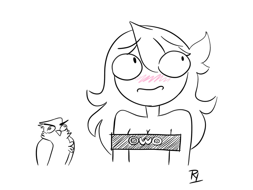 cleavage clothed clothing embarrassed hi_res human jaiden_animations line_a...