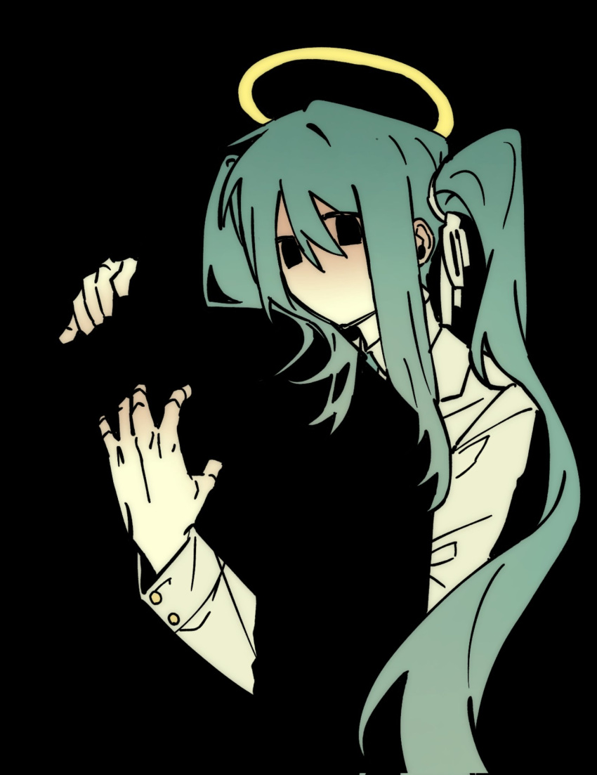 The Big ImageBoard (TBIB) - 1girl 1other black background black eyes ...
