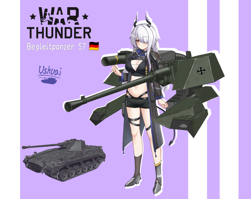 Tank Personification The Big ImageBoard (TBIB) - 1girl absurdres black shorts breasts ...