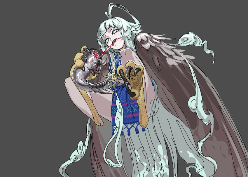 Simples Background Examples The Big ImageBoard (TBIB) - 1girl ahoge bird legs blood blood on face ...