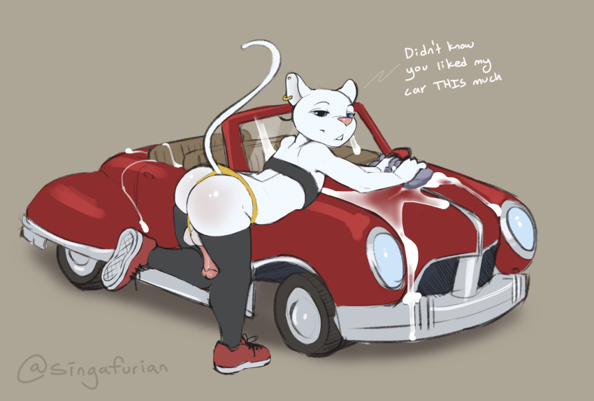 anthro balls bedroom_eyes bodily_fluids car car_wash clothing conditional_d...