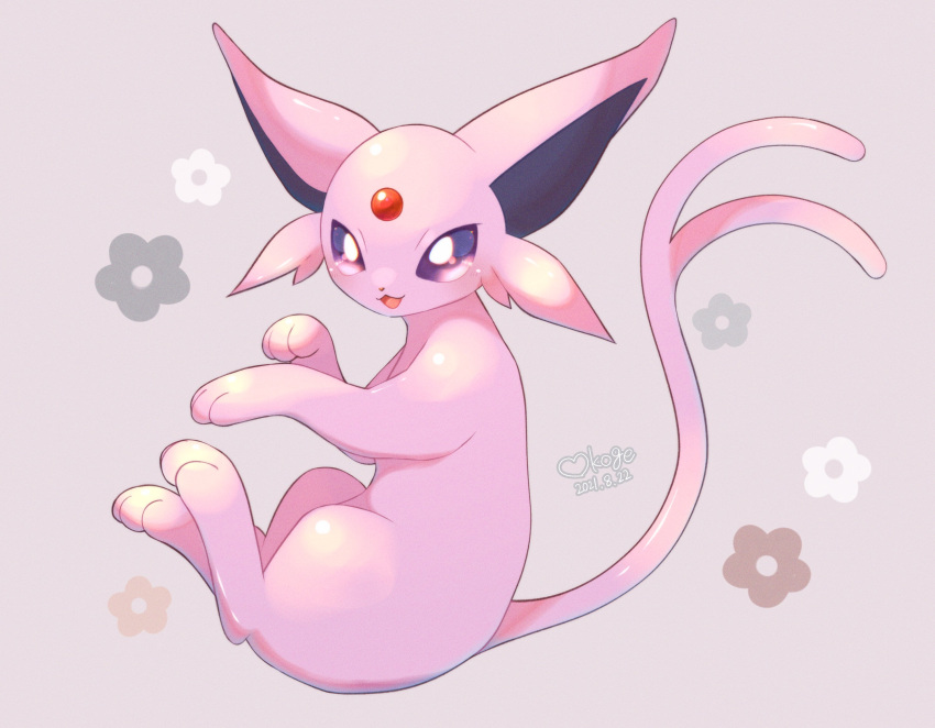 commentary_request dated espeon forked_tail full_body gen_2_pokemon heart h...