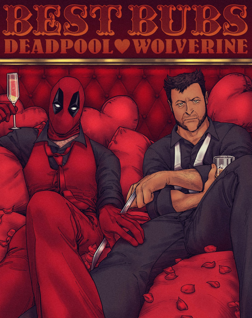 Deadpool Prom The Big ImageBoard (TBIB) - 2boys arm hair beard black pants black ...