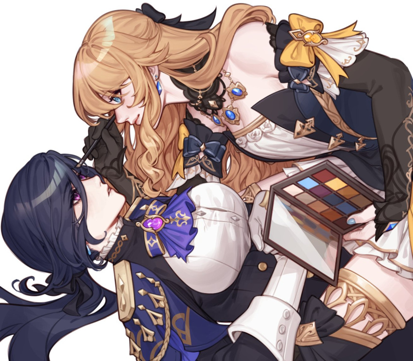 The Big ImageBoard (TBIB) 2girls applying makeup ascot bare shoulders