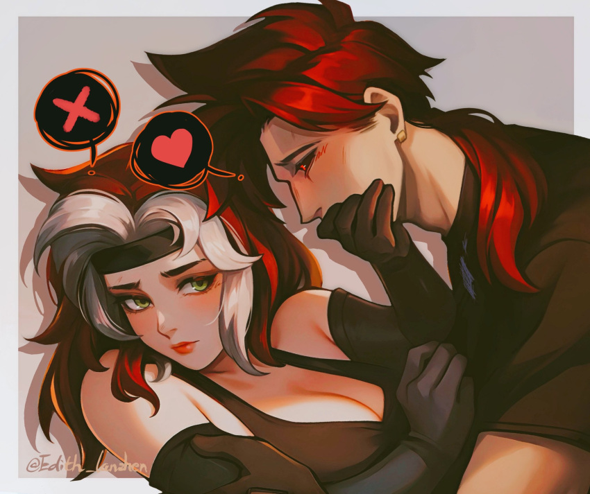 The Big ImageBoard (TBIB) - 1boy 1girl black sclera blush breasts brown ...