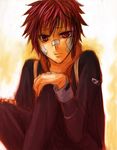  bandages katekyo_hitman_reborn kozato_enma red_eyes redhead sitting 