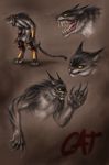 animal_ears armor cat cheshire_cat claws collar evil evil_grin evil_smile fangs fur grey_hair grin highres md5_mismatch muscle niki_hunter no_humans paws roaring saliva scowl smile spikes tail teeth tongue vambraces waving whiskers yellow_eyes 