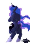anthro blue_eyes butt clothing elelite equid equine female friendship_is_magic hasbro hi_res horse legwear mammal my_little_pony princess_luna_(mlp) simple_background solo thigh_highs wings