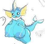 &lt;3 animal_humanoid anthro barefoot big_breasts big_butt blue_body blue_nipples blue_skin blush breasts butt curvy_figure eeveelution erect_nipples exhibitionism feet female fin fish fish_humanoid generation_1_pokemon hand_on_breast humanoid lewdicrousart marine marine_humanoid nintendo nipples nude nude_anthro nude_female open_mouth pokemon pokemon_(species) red_tongue simple_background solo tail text thick_thighs tongue vaporeon voluptuous white_background wide_hips
