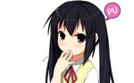  black_hair blush brown_eyes k-on! long_hair nakano_azusa twintails white 