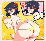  1girl ass bikini black_hair blush breasts grimphantom heart huge_ass kill_la_kill large_breasts matoi_ryuuko smile solo swimsuit 