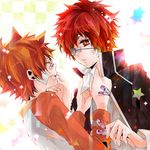  bandages brown_hair katekyo_hitman_reborn kozato_enma red_eyes redhead sawada_tsunayoshi smile 