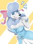anthro bracelet bustier canid canine canis clothing disney domestic_dog eyelashes eyeliner eyeshadow female georgette_(disney) hi_res jewelry looking_at_viewer makeup mammal oliver_and_company open_mouth pompadour poodle ribbons solo zebra10045