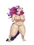 absurd_res anthro belly big_belly big_breasts breasts footchicken genitals hand_on_breast hi_res hisuian_form hisuian_typhlosion humanoid navel nintendo pokemon pokemon_(species) pussy regional_form_(pokemon) smile thick_thighs