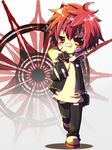  band_aid chibi hoodie katekyo_hitman_reborn kozato_enma red red_eyes redhead sneakers walking 