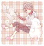  bakuman dog drawing manga shiratori_shun slippers smile white 