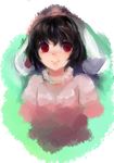  animal_ears bad_id bad_pixiv_id black_hair bunny_ears dress face faux_traditional_media inaba_tewi maccha_cocoa_(mococo) red_eyes short_hair solo touhou 