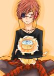  eye_patch hair_pins headphones holding katekyo_hitman_reborn kozato_enma natsu red_eyes redhead sitting 