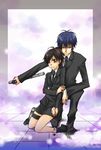  bandage black_hair blood brown_hair hibari_kyoya katekyo_hitman_reborn mafia miura_haru suit tie tonfa 