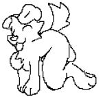 2024 animal_genitalia animated anthro balls blep bouncing_balls breasts canid canine canis domestic_dog genitals gynomorph intersex jackrabbit_(artist) jaiden_(jaidenfluid) mammal monochrome sheath solo tail tail_motion tailwag tongue tongue_out