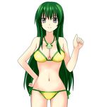  bikini black_eyes breasts cleavage green_hair jewelry large_breasts long_hair mermaid_melody_pichi_pichi_pitch miru navel necklace shiny shiny_skin side-tie_bikini solo swimsuit touin_rina 