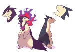  animal_focus closed_mouth commentary fire highres hisuian_typhlosion kodadeer no_humans pokemon pokemon_(creature) purple_fire red_eyes red_fire simple_background smile standing typhlosion white_background 